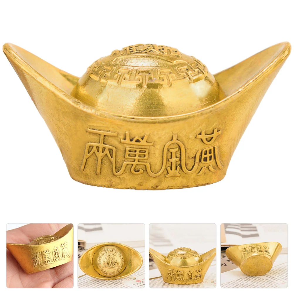 

Ingot Chinese Bao Yuanluck Statue Wealth Ornaments Good Golden Yuanbao Figurine Copper Money Jade Prosperity Charm Attract