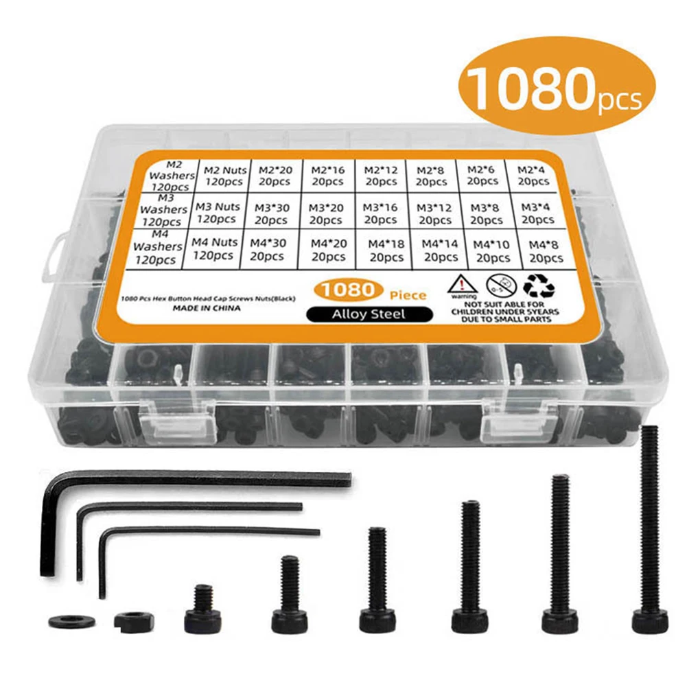 

1080 Pieces Box Hexagon Screw Screws Fastener Stud Repairing Metalworking