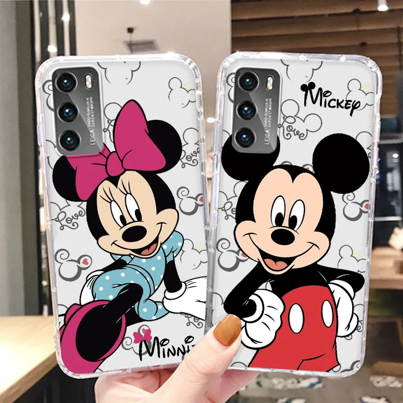 

Disney Mickey Mouse Minnie Transparent Phone Case For Huawei P50 P40 P30 P20 Lite P Smart Z Pro Plus 2019 2021 Cover