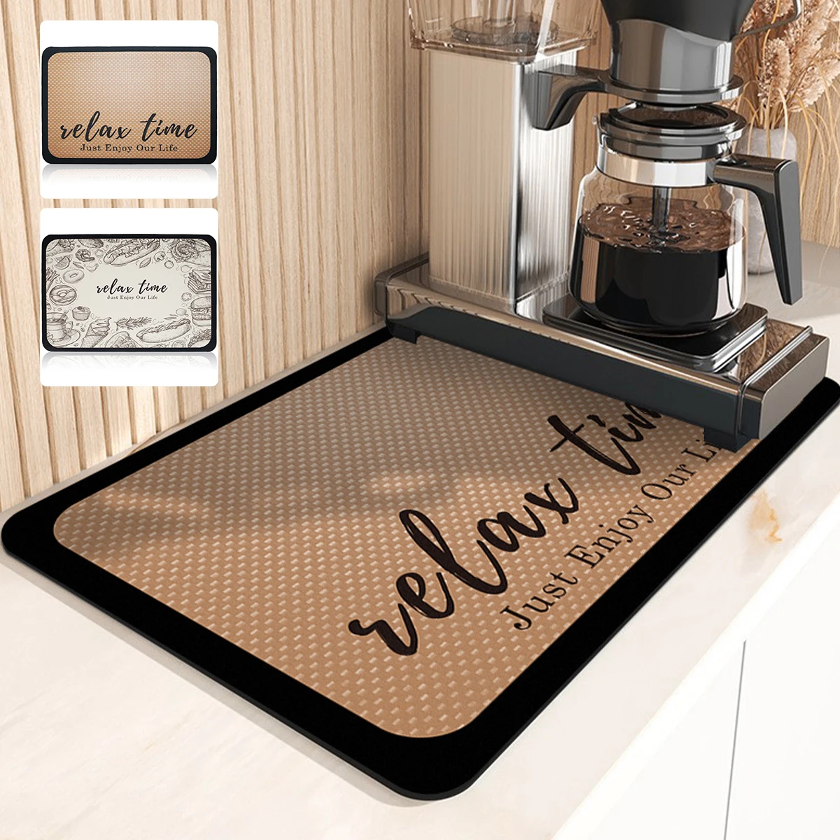 

Coffee Mat Hide Stain Absorbent Rubber Backed Coffee Bar Mat for Countertops Coffee Bar Decor Quick Drying Pad Coffee Maker Mat