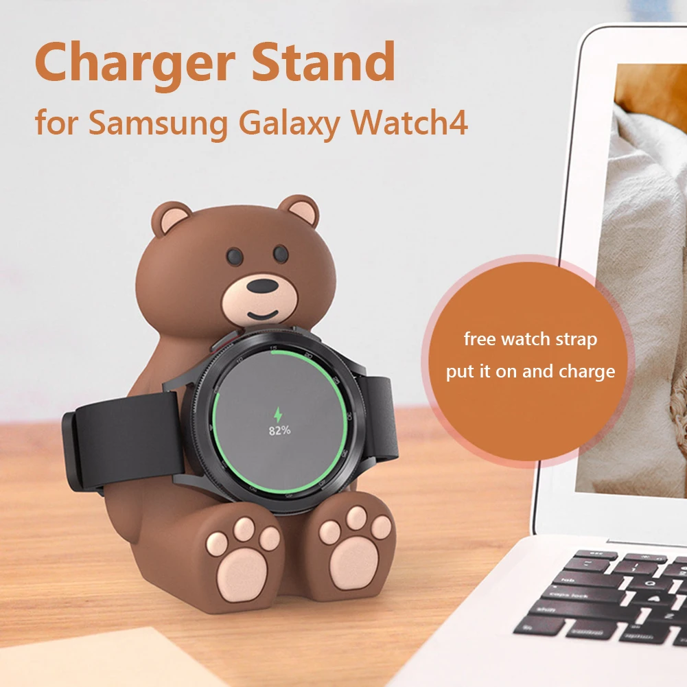

Cute Bear Charger + Holder for Samsung Galaxy Watch 4/4 Classic Type-C Charging Dock Station Stand 100cm Cable for Galaxy Watch4