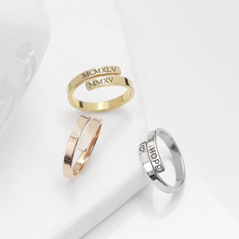 

Кольцо Orazio с надписью на заказ для женщин и мужчин, регулируемое ювелирное изделие из нержавеющей стали для пары, бриллианты, свадебные кольца, подарок, оптовая продажа