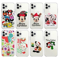 mickey minnie christmas for apple iphone 13 12 11 mini 8 7 6s 6 xs xr x 5 5s se 2020 pro max plus transparent soft phone case
