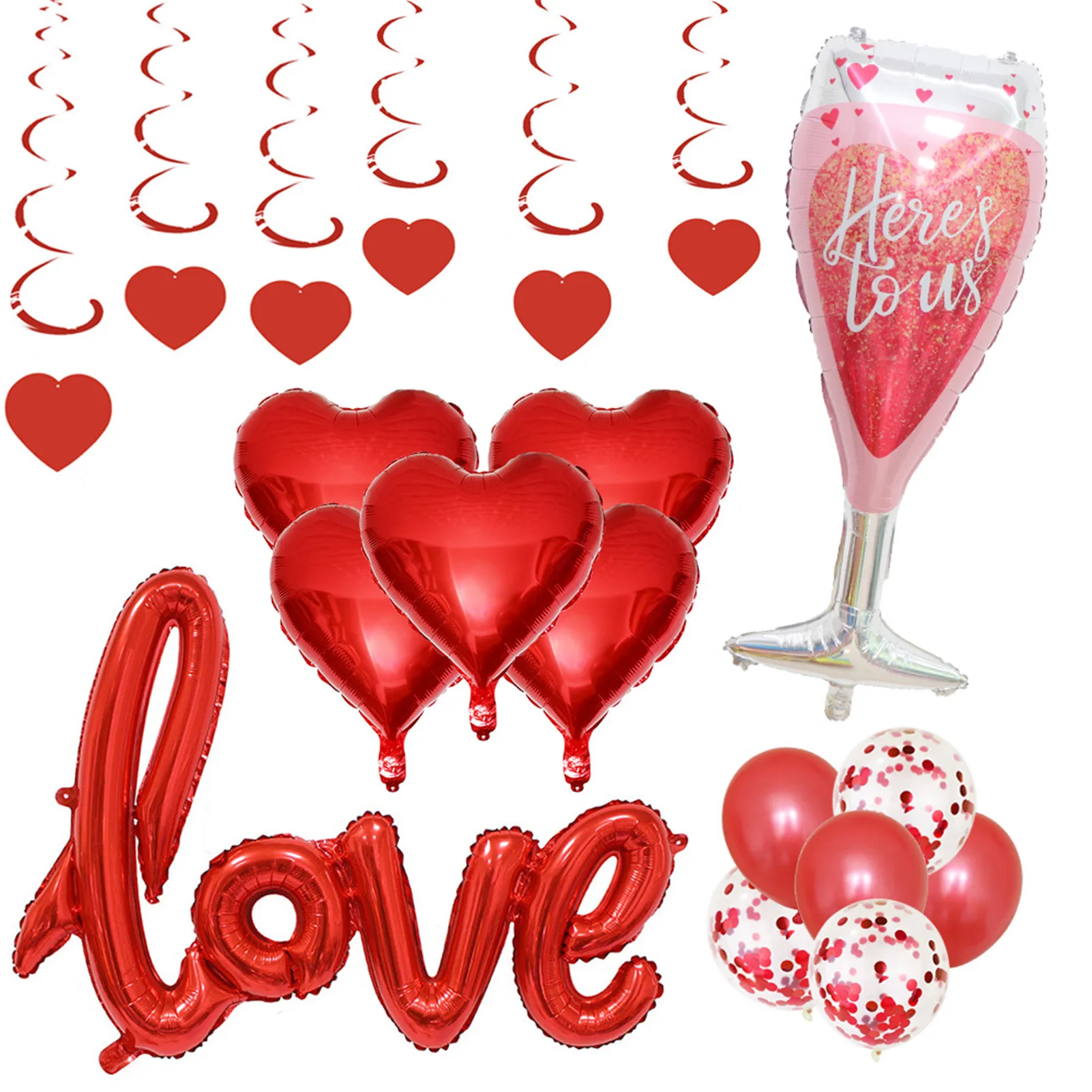 

Романтический юбилейный свадебный набор возлюбленных воздушных шаров, украшение для свадебной вечеринки, цвет красный/розовый, подарок на ...