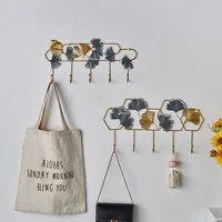 bathroom accessories golden ginkgo hook home decoration accessories wall hooks decorative iron key holder wall room decoration