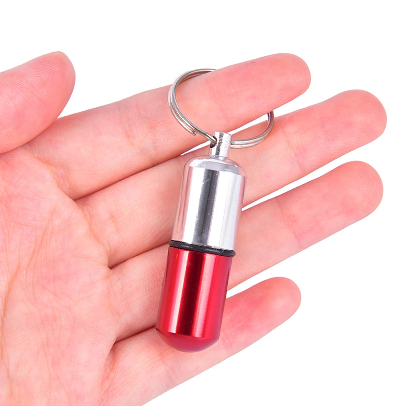 

Mini Waterproof Metal Medicine Pill Box Case Bottle Holder Container Keychain
