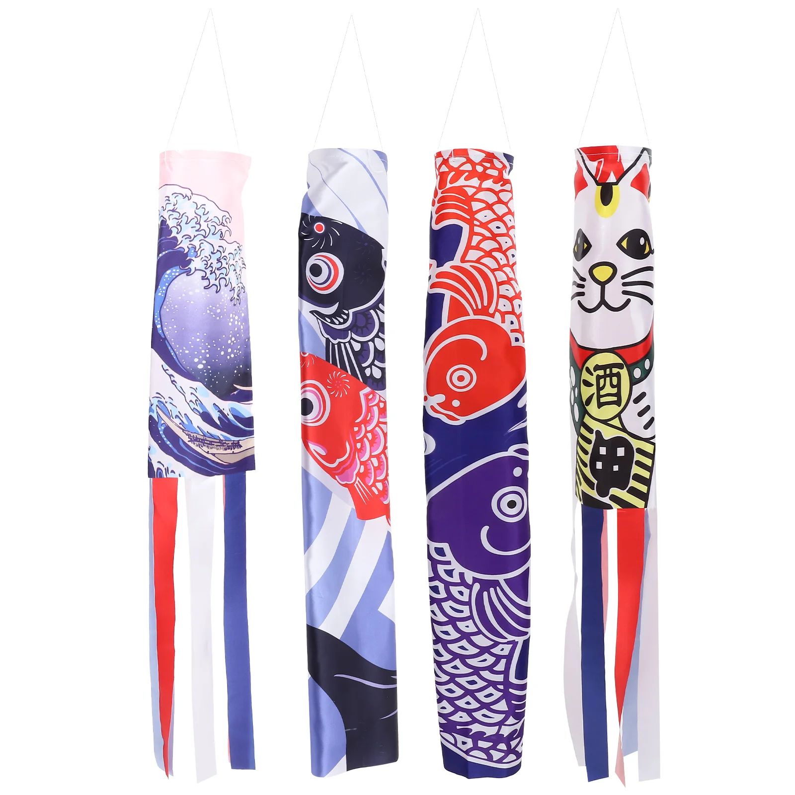 

4pcs Japanese Carp Windsock Flag Kite Koinobori Hanging Decor For Japanese Sushi Bar Izakaya Room