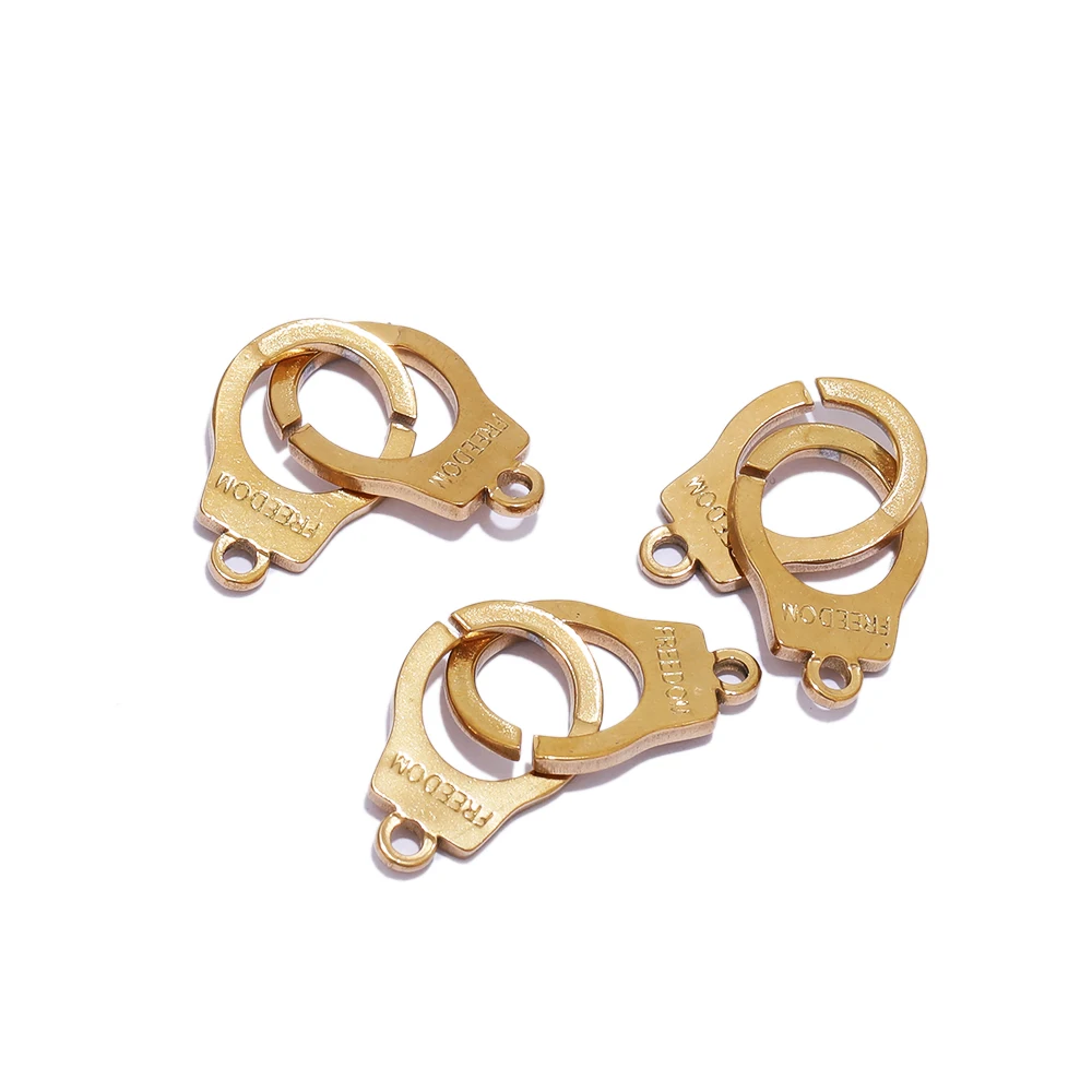 

5Pcs Stainless Steel Vintage Hollow Small Freedom Handcuffs Charms Necklace Bracelet Connectors DIY Jewelry Making Accessories
