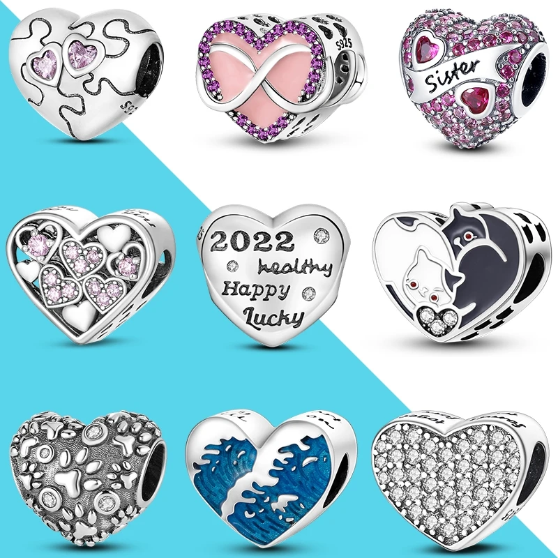 

Hot Sale Heart Shape Bead Charms De Plata 925 Fit Original Pandora Bracelet Diy Support Wholesale Dropshipping For Bangle Making