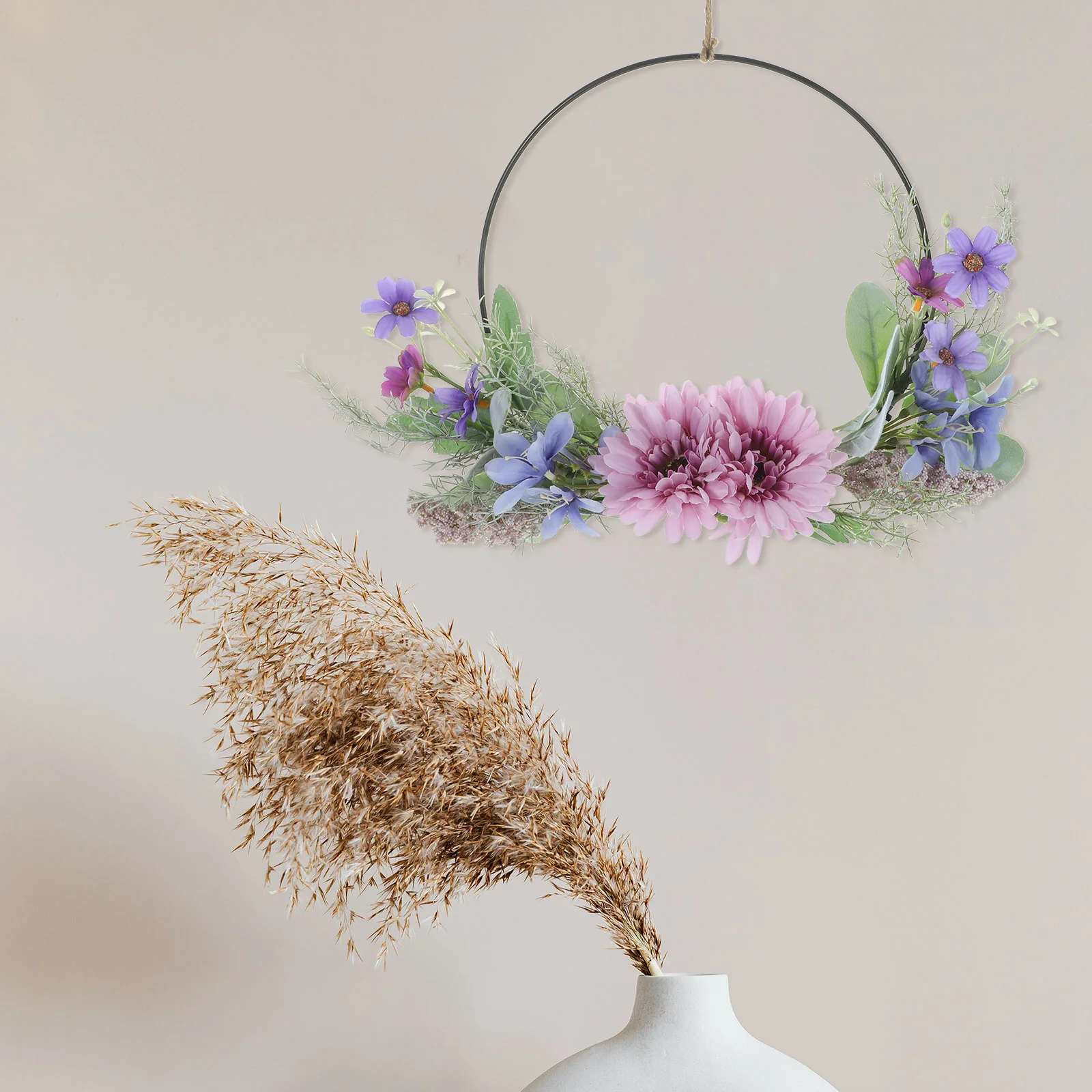 

Artificial Flower Hoop Wreath Hanging Floral Wall Wreath Garland Flower Leaf Wreath Garland Door Decoration