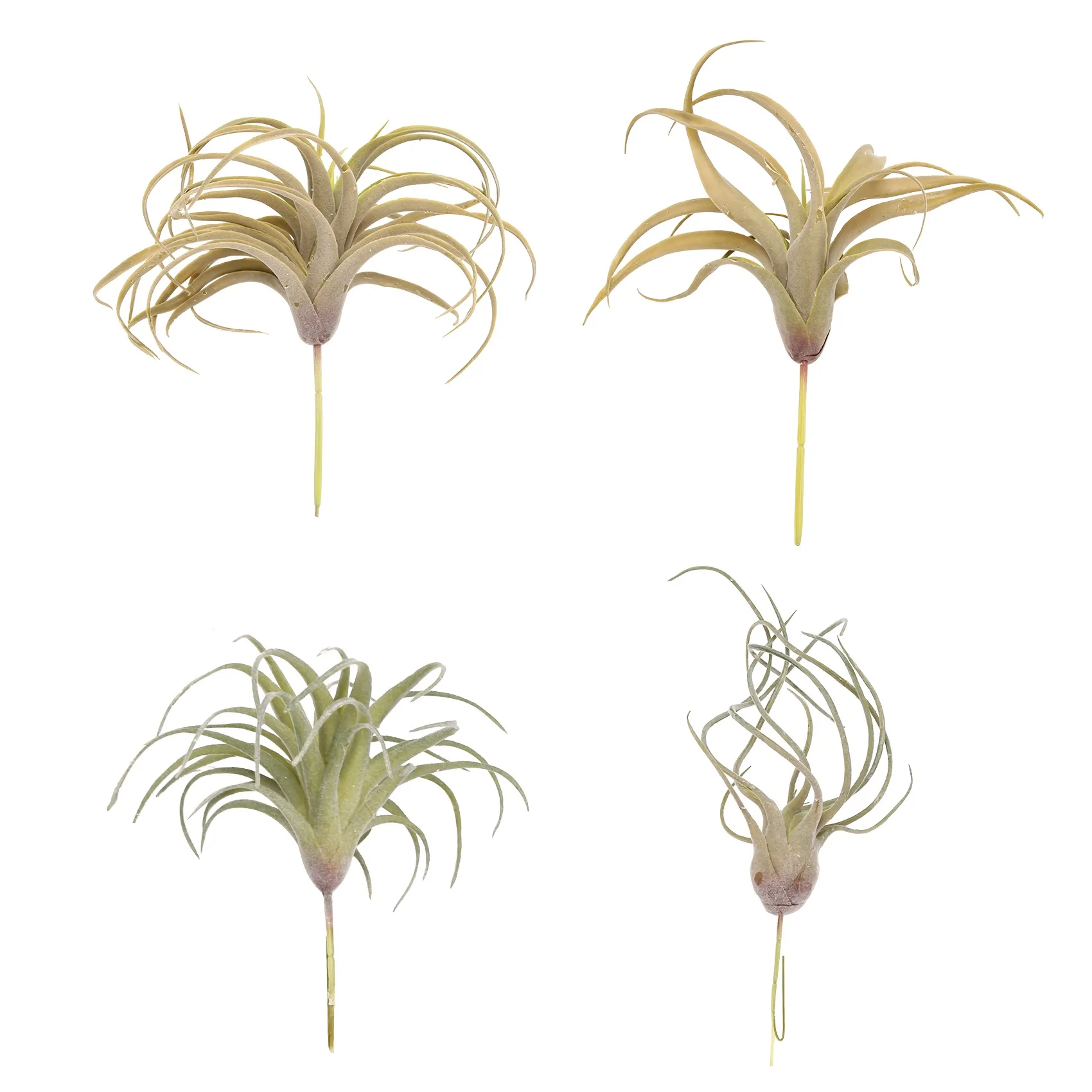 

4Pack Artificial Grass Air Plants Flowers Faux Flocking Tillandsia Bromeliads Home Garden Decor