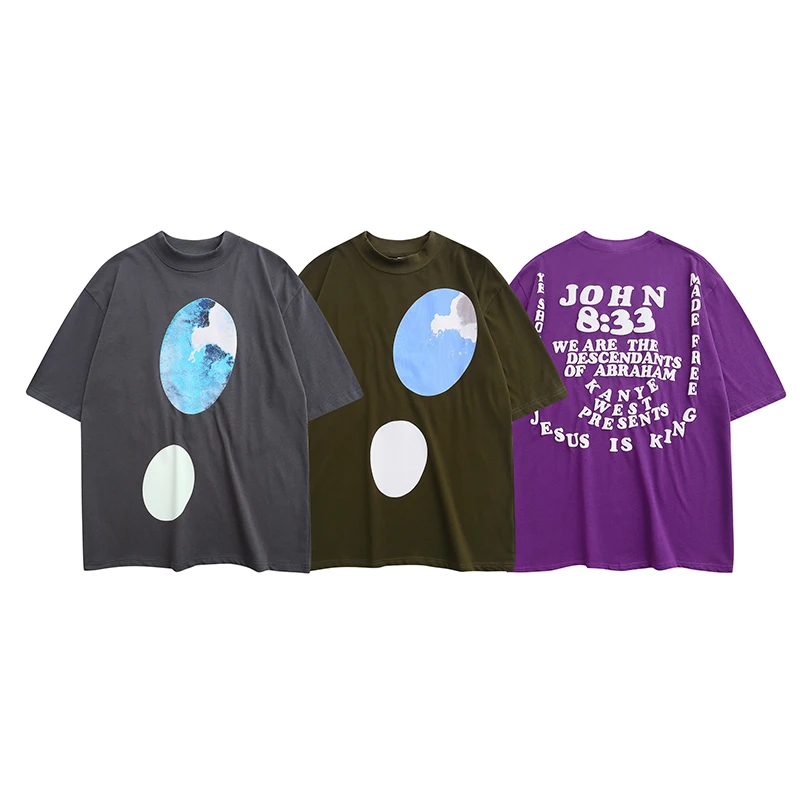 

Hip Hop Cotton Letter Foam Short Sleeve Summer Tshirts for Men and Women Retro Oversized Casual Tees Loose Kanye T Shirt