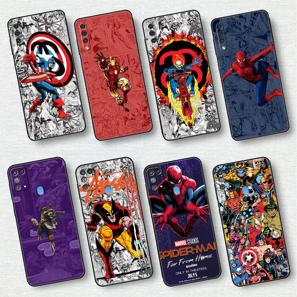 

Marvel Spiderman Iron Man Case for Samsung Galaxy A50 A22 A70 A30 A02s A10 A03 M31 M52 A02 A40 A51 A20e Black Soft Phone Cover