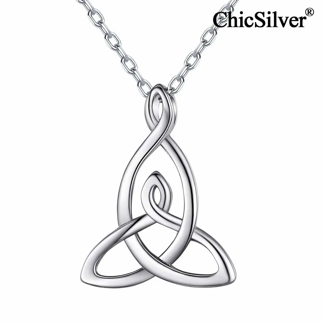 

ChicSilver Celtic Knot Motherhood Women Necklace 925 Sterling Silver Triquetra Trinity Pendant Vintage Irish Good Luck Jewelry