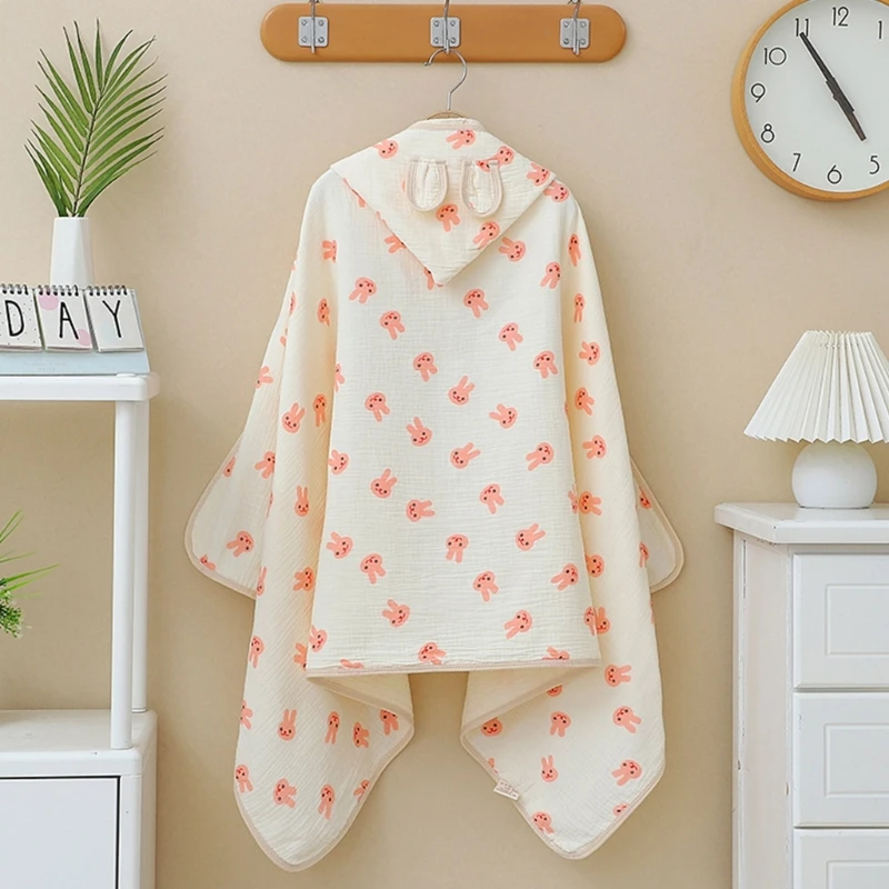 

Toddler Hooded Bath Towel 4-Layer Cotton Muslin-Towel Wearable Baby Bath Blanket