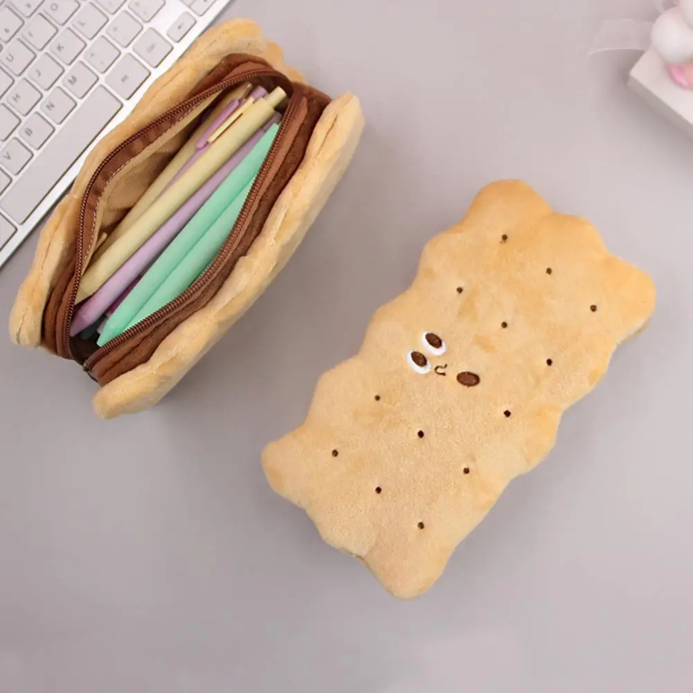 

Пенал Kawaii зеркало с форме печенья, плюшевый карандаш большой емкости, милый пенал, сумка, принадлежности для школы, Женский пенал Q3Y3