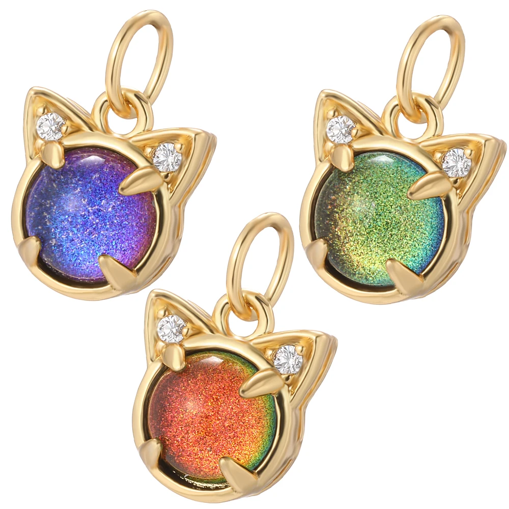 

Cute Cat Gold Charms for Jewelry Making Supplies Crystal Silver Color 18k Real Gold Plated Charm Diy Earring Necklace Bracelet