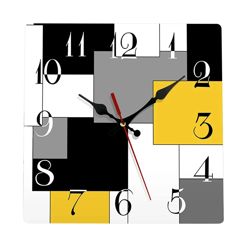 

1 Piece Wall Clock Silent Non-Ticking Abstract Geometric Minimalist Checkered Wall Clocks Decor (12 Inch)