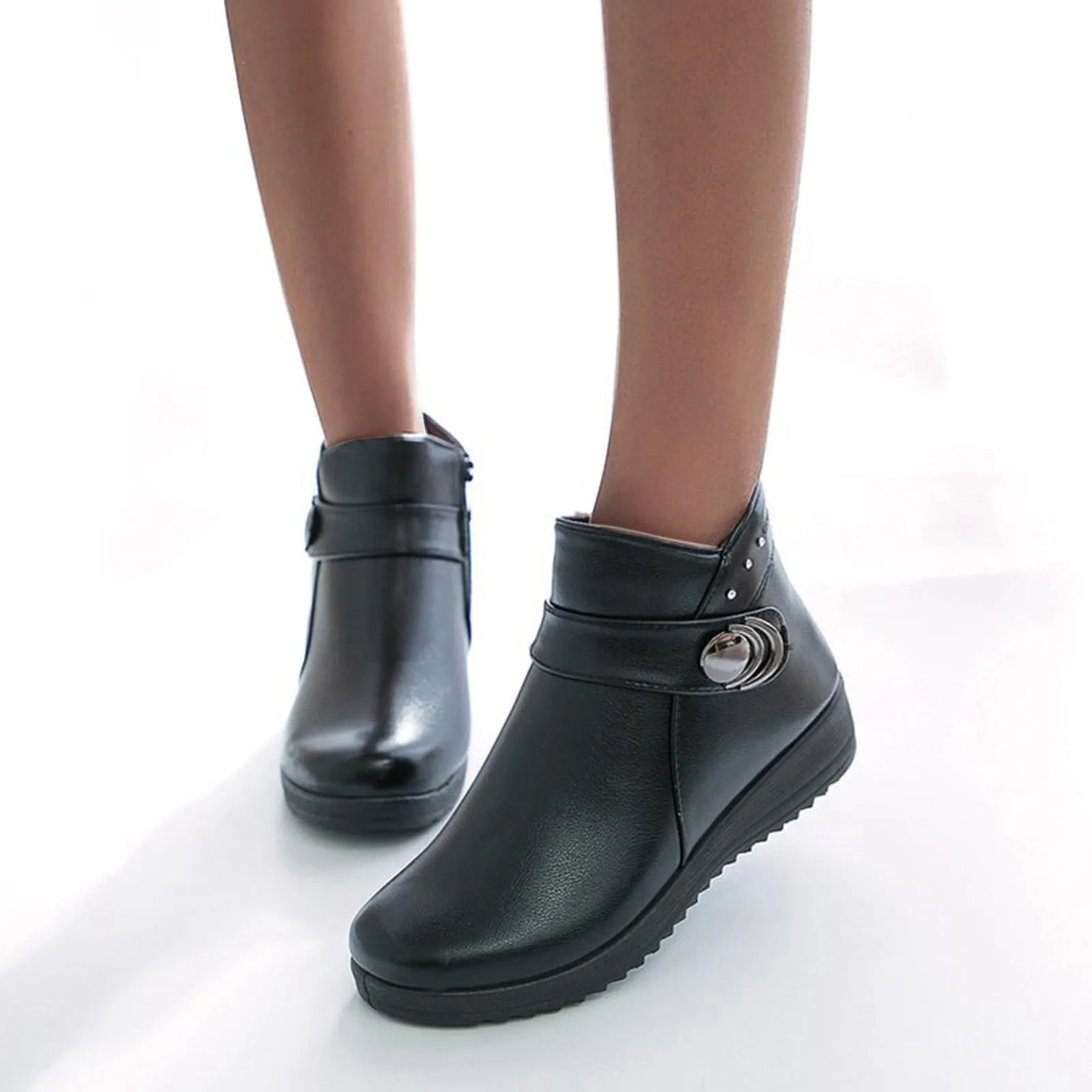 Female Fashionable Cotton Shoes Autumn Winter Thickening Velvet Women Flat Heel Nonslip Warm Boots Fast Shipping In Stock | Обувь