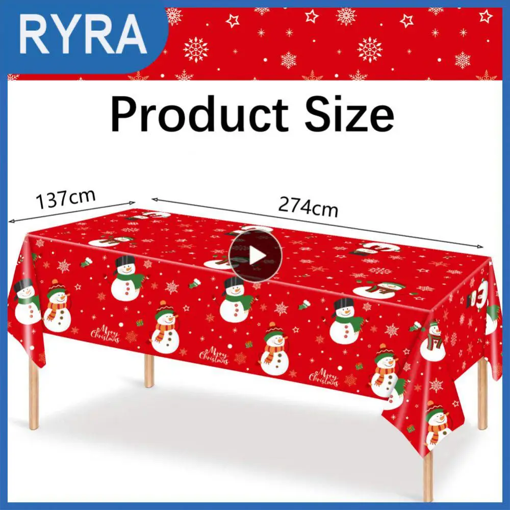 

Enhancing Atmosphere Christmas Snowman Tableclothes Waterproof Tablecloth Rectangular Stain-proof Tablecloth Arrangement Props