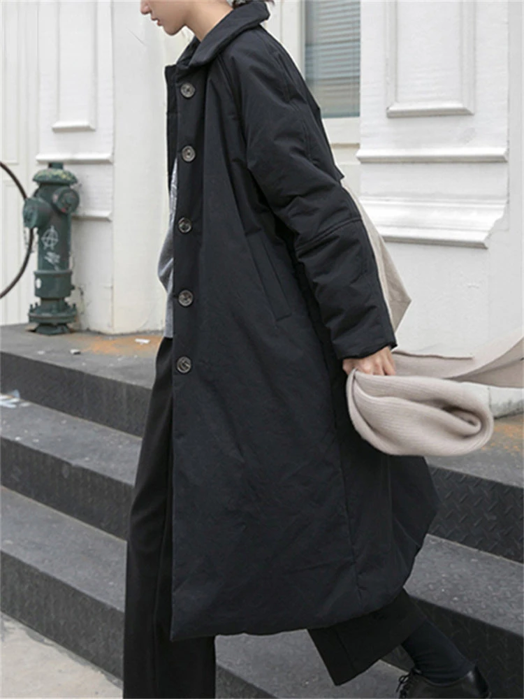 Long Winter Jacket for Women Elegant Ladies Parkas Fall Coat 2022 New Korean Fashion Chic Turn Down Collar Outerwear