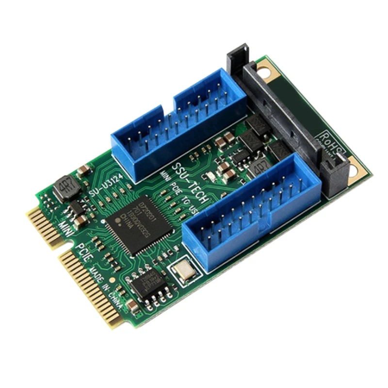 

Мини двойная плата Pci-E к USB 3,0, адаптер Mini Pcie к контактам USB, Расширительная карта с 15-контактным Sata портом питания для ПК