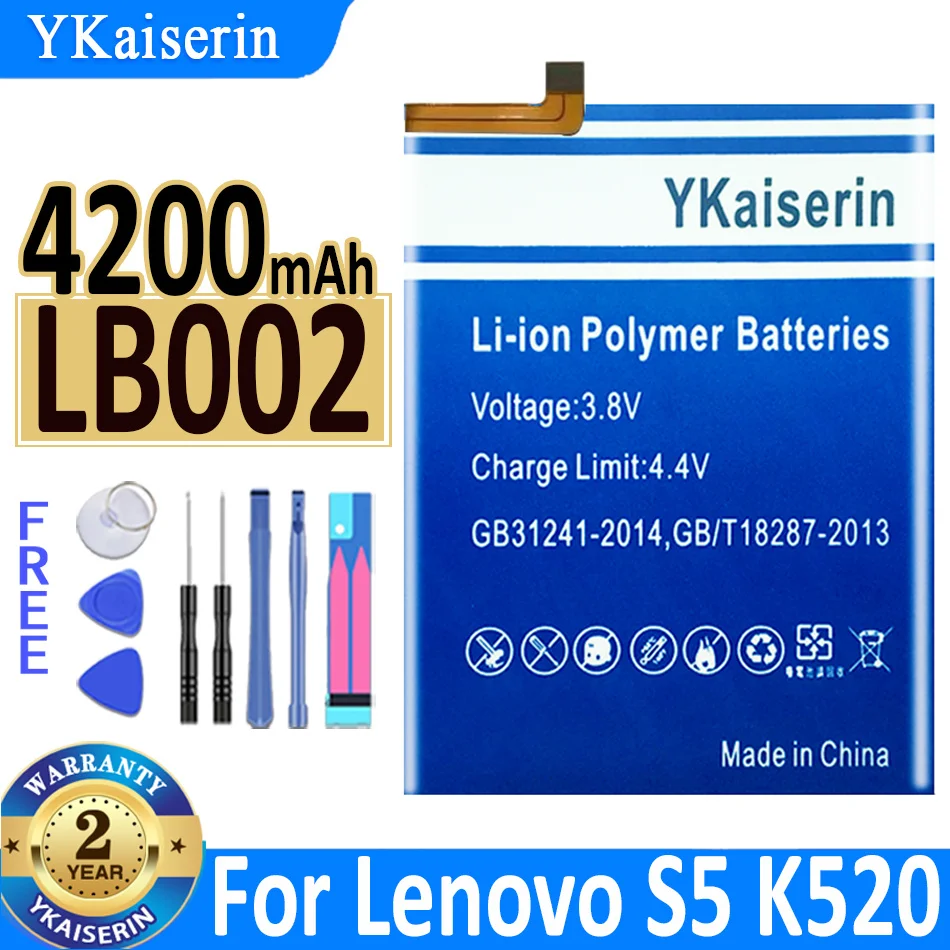 

4200mAh YKaiserin Battery Top Brand 100% New LB002 Battery For Lenovo S5 K520 K520T Batteries Free Tools Bateria