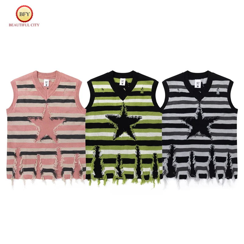 Вязаный жилет с V-образным вырезом без рукавов