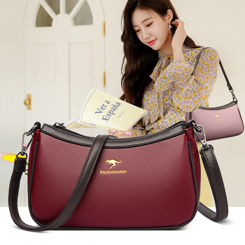 

Роскошный кошелек и сумочка, Высококачественная мягкая кожаная сумка, дизайнерская Повседневная сумка на плечо, 2023, однотонная простая жен...