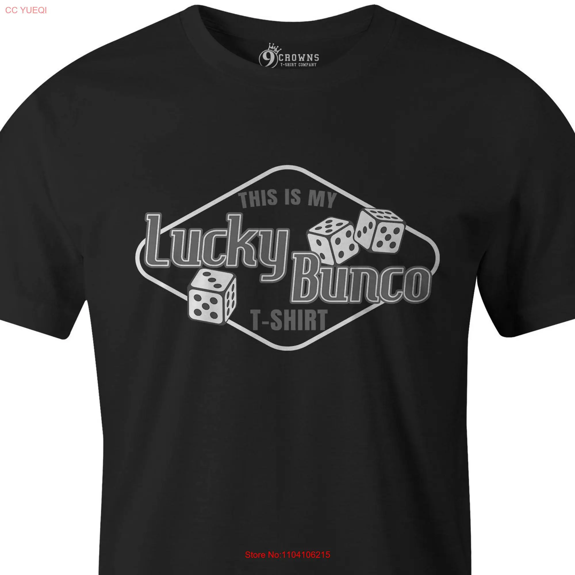 Забавная футболка с длинным или коротким рукавом 9 корон Bunco Dice Game Night
