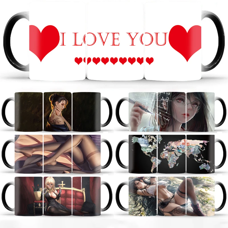 Керамическая чашка меняющая цвет для кофе и молока забавные керамические