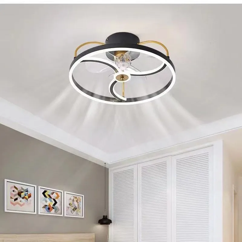 Modern Minimalist LED Ceiling Fan Lamp with remote control Dining Room Bedroom Lamp shaped ceiling light fixture Indoor lighting