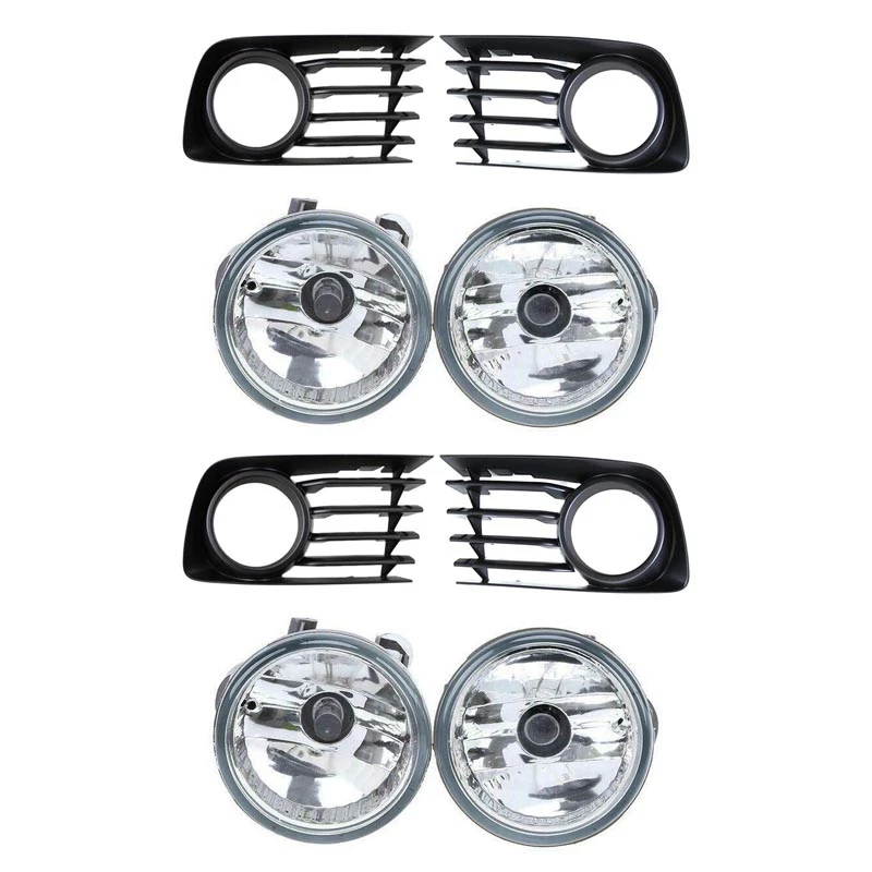 

2 Pair Front Bumper Fog Light Lamps + Covers Kit For Toyota Prius 2004-2009 With Bulb 81221-52070 81211-52070