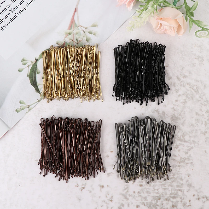 

Sdotter 100PCS/Bag 5cm U Shaped Alloy Hairpins Waved Hair Clips Simple Metal Bobby Pins Barrettes Bridal Hairstyle Tools Accesso