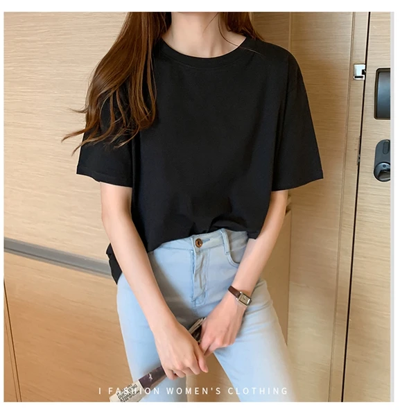 

Women Casual Short Sleeves T-Shirt Top O-NeckTshirt Cotton three Spring/Autumn Appliques Regular