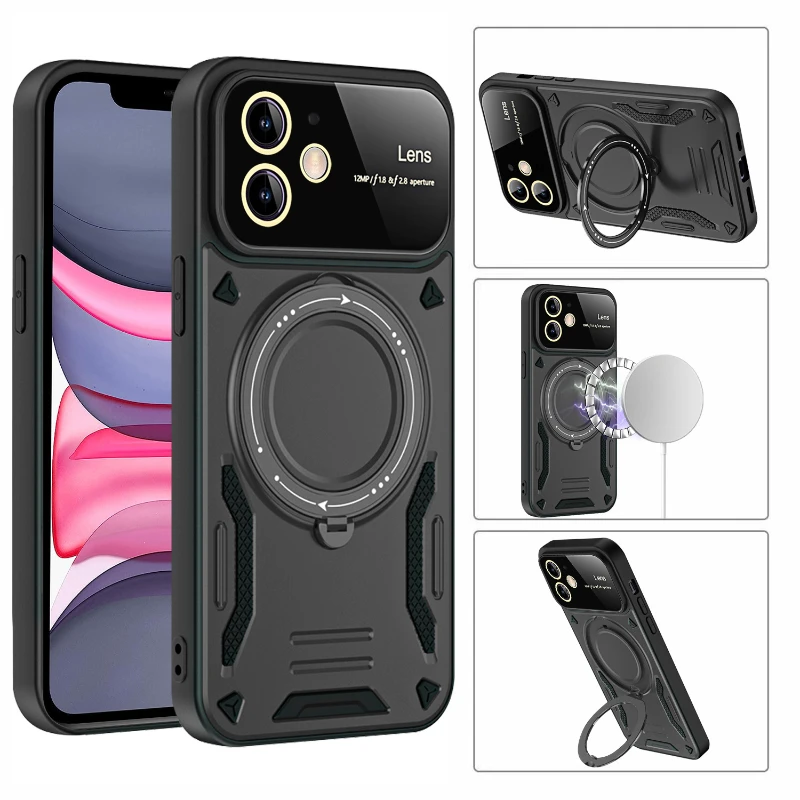 

Magnetic Stand Anti-friction Phone Case For iPhone 11 12 13 14 Pro Max Full Package Drop-proof Hard Tpu Phone Case