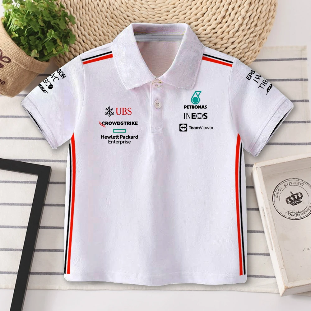 

2022 PETRONAS United Formula 1 Racing Amg Team Print Kid's Polo Short Sleeve T-shirt High Quality Top