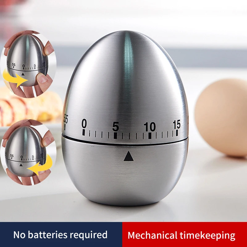 

Stainless Steel Egg Clock Kitchen Timer Alarm Count Up Down Clock 60 Minute Countdown Cooking Kitchen Supplies