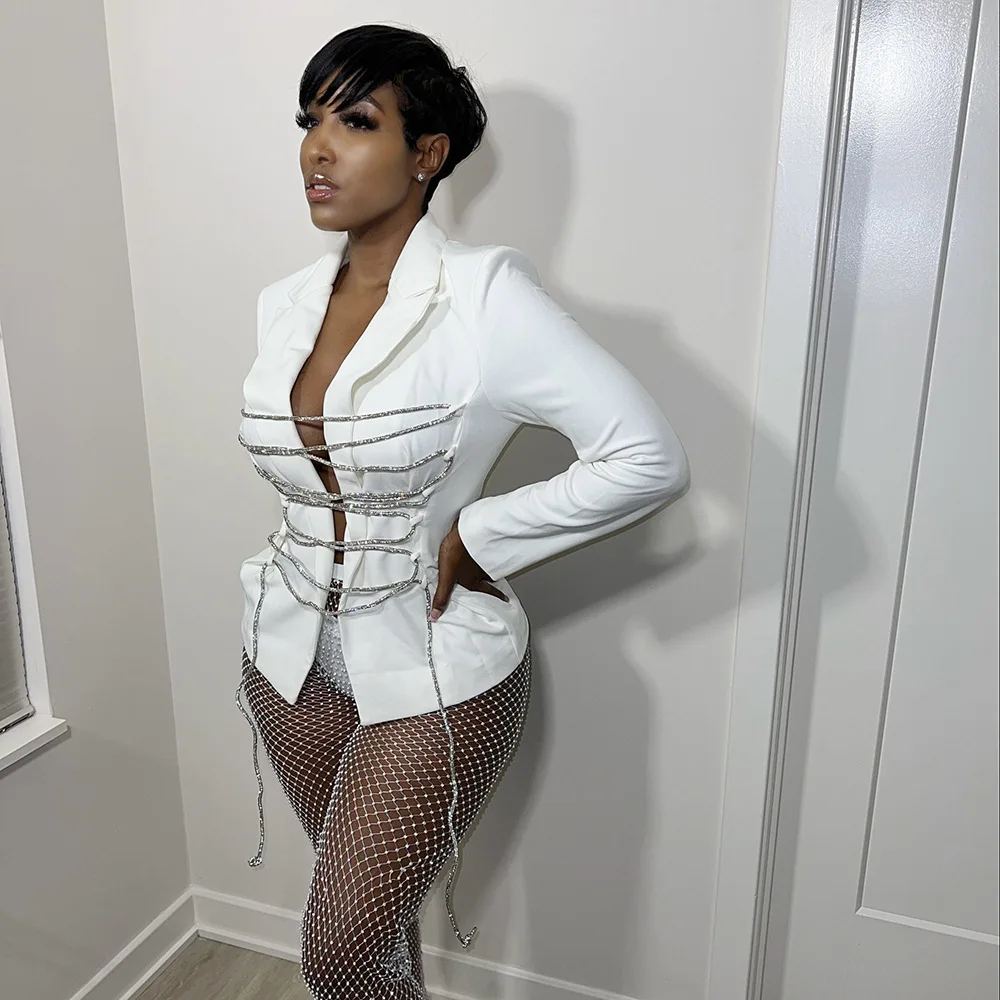 2022 Модный повседневный пиджак на бретельках Женский однотонный облегающий