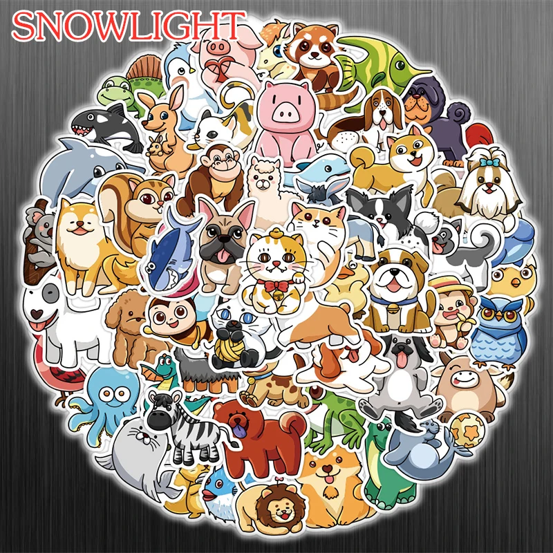 

10/50Pcs/set Cute Animals Cartoon Kawaii Pet Mixed Stickers For Laptop Skateboard Luggage Phone Kids Diy Girl Helmet Guitar