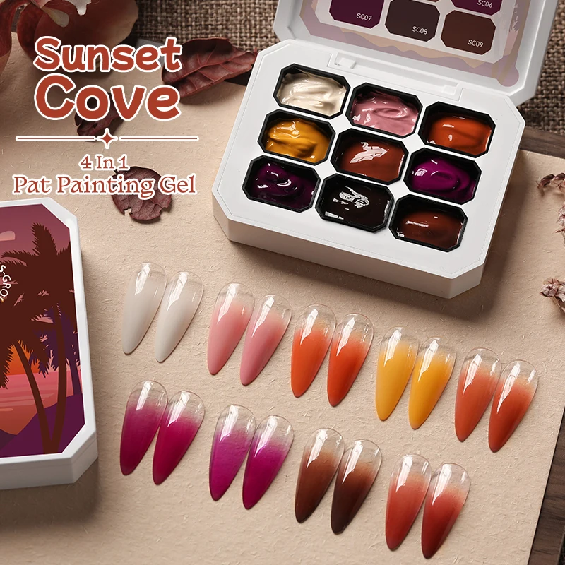 Фото UR SUGAR 9Grids Gradient Nail Pat Gel Palette Похлопывание Живопись Штамповка Румяна Гель-лак для ногтей Soak Off УФ-светодиодный гель-лак №1