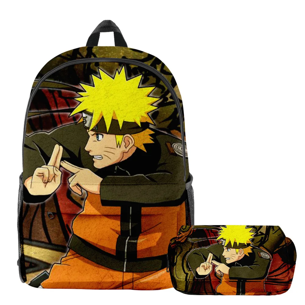 

Naruto 3D Printed Schoolbag Set Backpack + Double-layer Pencil Bag Two-piece Set Boys and Girls Backpack Student Schoolbag