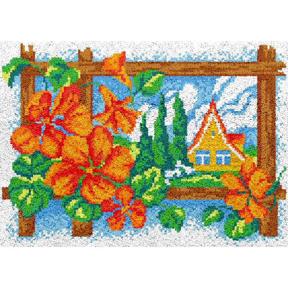 

Latch hook rug kits Carpet embroidery set on printed canvas Flower do it yourself Hobby and needlework Crochet strings rugs