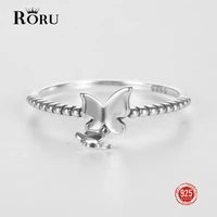 roru 925 silver 100 sweet butterfly pendant finger ring for women female fine jewelry 2022 new style party engagement gifts