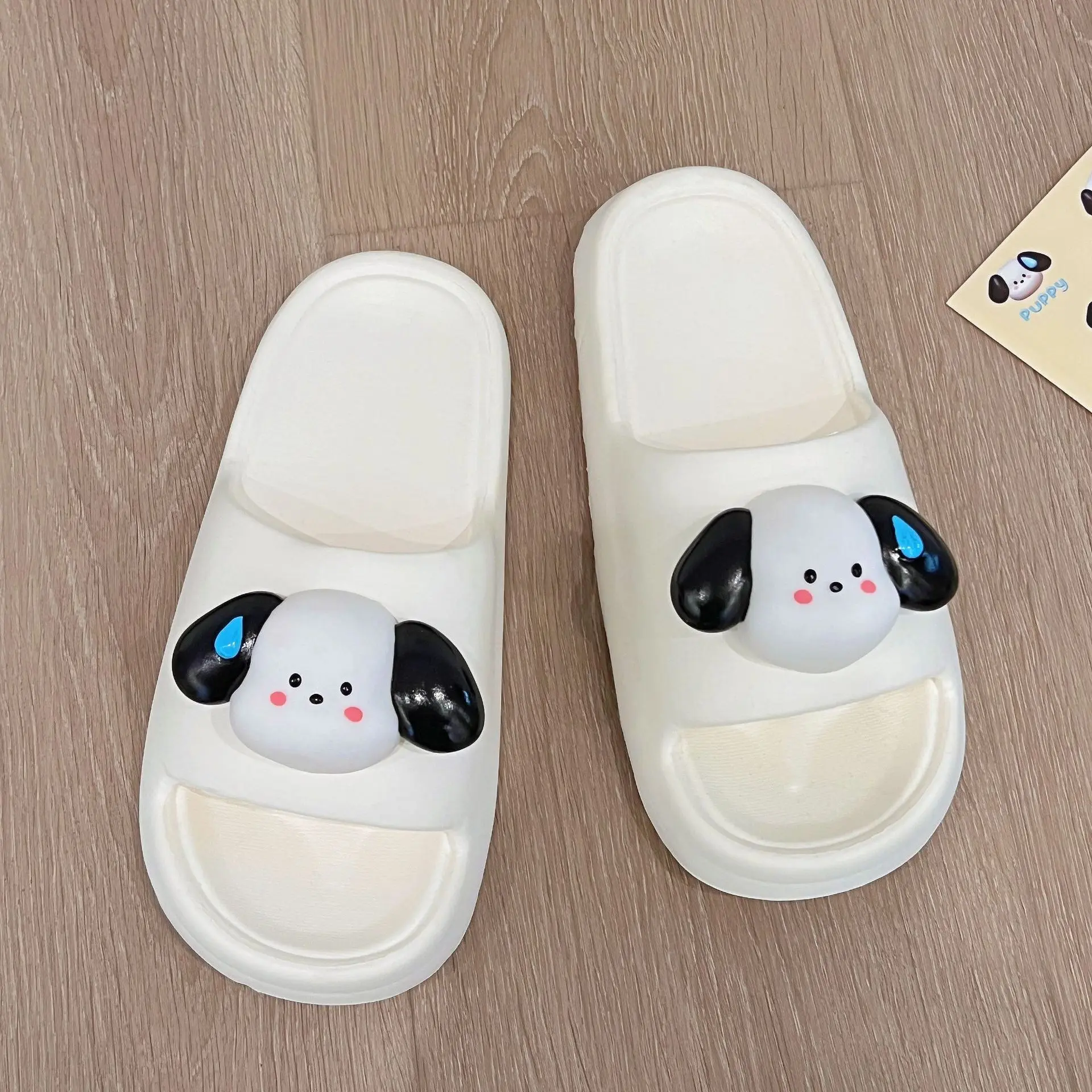 Ins style cute puppy ultra-soft thick-soled slippers women wear deodorant sandals in summer for home bathing and home shoes for