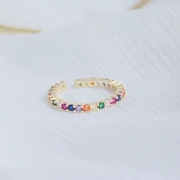 2022 new arrive simple colorful cz round ring for women 14k real gold elegant cute rhinestone rings wedding jewelry pendant
