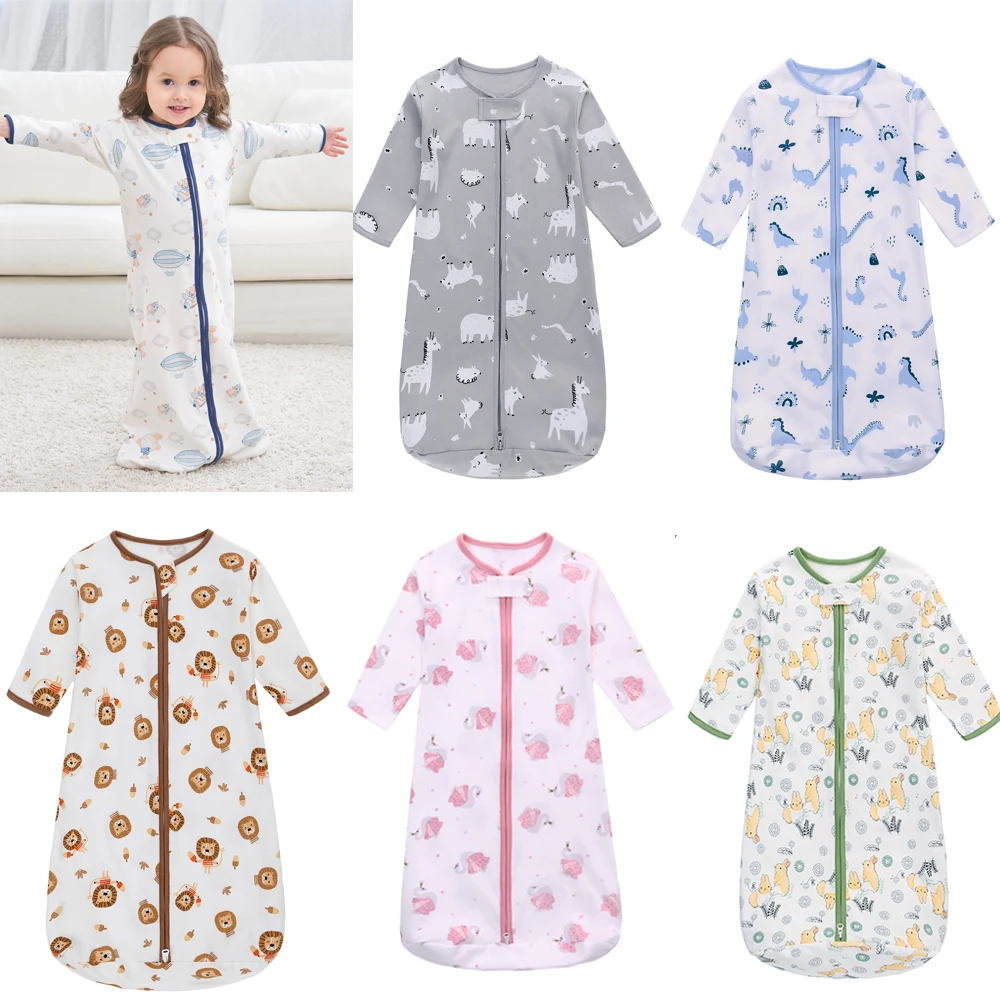 Cotton Baby Long Sleeve Sleeping Bag Kids Pajamas Anti-Kicki