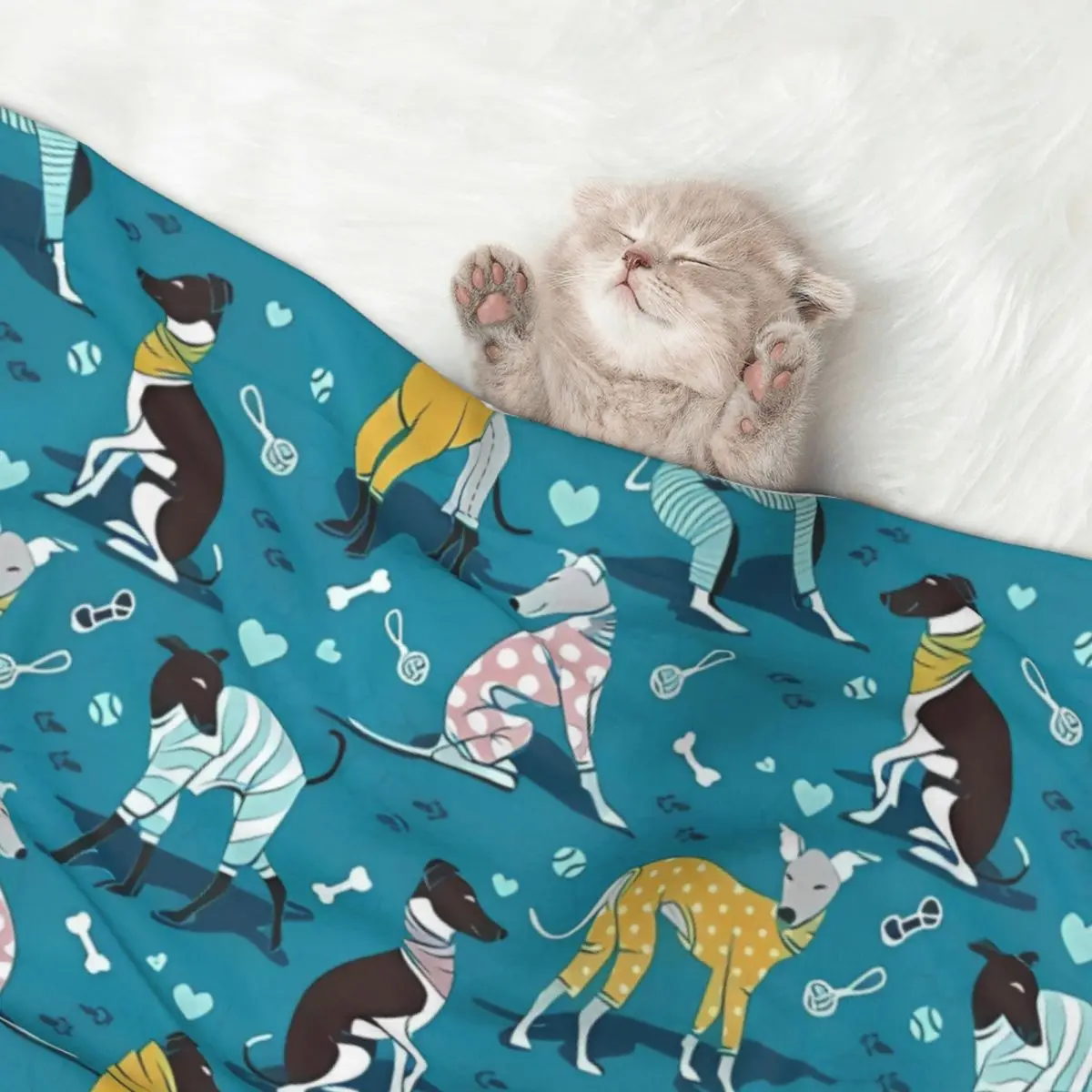Greyhounds Dogwalk бирюзовый фон теплое одеяло для домашних животных мягкое пушистое
