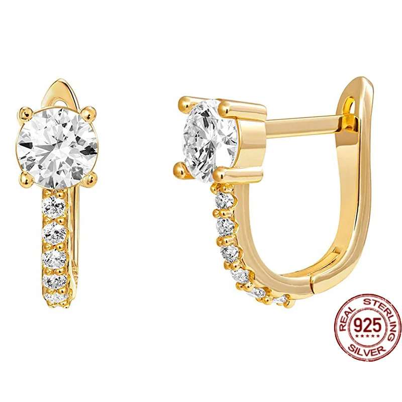 

Silver Earrings Ushaped Fashion Row Drill Horseshoe Simple Four Claw Earrings Girls Gift