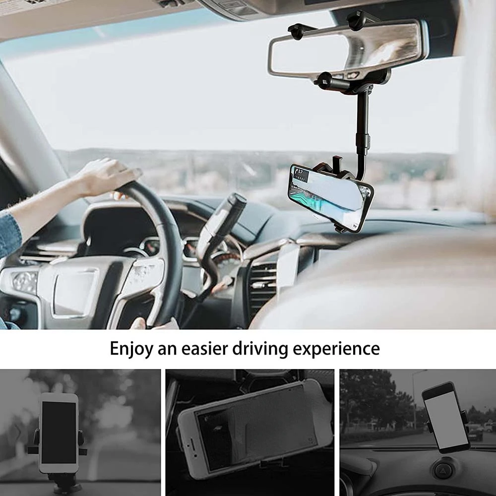 

Car Holder 360 Degree Rotating Stand Rearview Mirror GPS Navigation Auto Phone Support Multifunctional Phone Holder